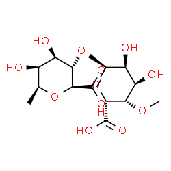 ChemSpider 2D Image | (6S)-2,6-Anhydro-6-methyl-3-O-(4-O-methyl-alpha-L-gulopyranuronosyl)-D-mannonic acid | C14H22O12