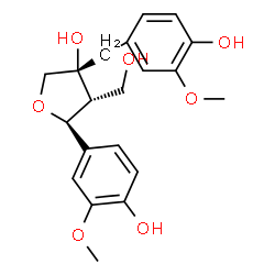 ChemSpider 2D Image | (3R,4R,5S)-3-(4-Hydroxy-3-methoxybenzyl)-5-(4-hydroxy-3-methoxyphenyl)-4-(hydroxymethyl)tetrahydro-3-furanol | C20H24O7