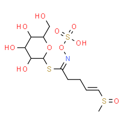 ChemSpider 2D Image | 1-S-[(1Z,4E)-5-(Methylsulfinyl)-N-(sulfooxy)-4-pentenimidoyl]-1-thiohexopyranose | C12H21NO10S3
