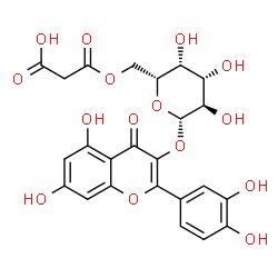 ChemSpider 2D Image | 2-(3,4-Dihydroxyphenyl)-5,7-dihydroxy-4-oxo-4H-chromen-3-yl 6-O-(carboxyacetyl)-beta-D-galactopyranoside | C24H22O15