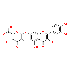 ChemSpider 2D Image | 2-(3,4-Dihydroxyphenyl)-3,5-dihydroxy-4-oxo-4H-chromen-7-yl hexopyranosiduronic acid | C21H18O13