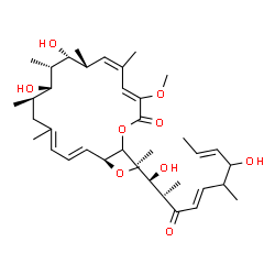 ChemSpider 2D Image | (3Z,5Z,7R,8R,9S,10S,11R,15E,17S)-18-[(2S,3R,4S,6E,10E)-3,9-Dihydroxy-4,8-dimethyl-5-oxo-6,10-dodecadien-2-yl]-8,10-dihydroxy-3,17-dimethoxy-5,7,9,11,13-pentamethyloxacyclooctadeca-3,5,13,15-tetraen-2-
one | C38H60O9