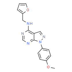 ChemSpider 2D Image | N-(2-Furylmethyl)-1-(4-methoxyphenyl)-1H-pyrazolo[3,4-d]pyrimidin-4-amine | C17H15N5O2