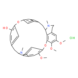 ChemSpider 2D Image | 6,6',7-Trimethoxy-2,2'-dimethyloxyacanthan-12'-ol hydrochloride (1:1) | C37H41ClN2O6