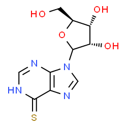 ChemSpider 2D Image | 9-(L-Ribofuranosyl)-1,9-dihydro-6H-purine-6-thione | C10H12N4O4S