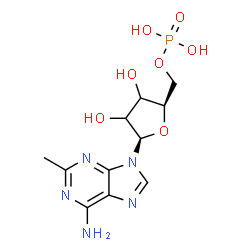 ChemSpider 2D Image | 2-Methyl-9-(5-O-phosphono-beta-D-glycero-pentofuranosyl)-9H-purin-6-amine | C11H16N5O7P