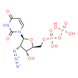 ChemSpider 2D Image | 1-{2-Azido-2-deoxy-5-O-[hydroxy(phosphonooxy)phosphoryl]-beta-L-ribofuranosyl}-2,4(1H,3H)-pyrimidinedione | C9H13N5O11P2