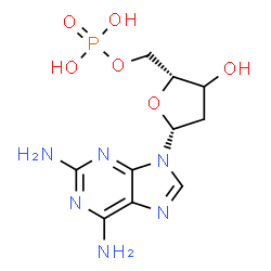 ChemSpider 2D Image | 9-[(3xi)-2-Deoxy-5-O-phosphono-beta-D-glycero-pentofuranosyl]-9H-purine-2,6-diamine | C10H15N6O6P
