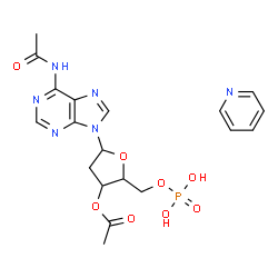 ChemSpider 2D Image | N-Acetyl-9-(3-O-acetyl-2-deoxy-5-O-phosphonopentofuranosyl)-9H-purin-6-amine - pyridine (1:1) | C19H23N6O8P