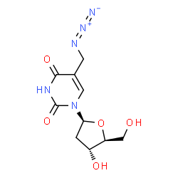 ChemSpider 2D Image | 5-(Azidomethyl)-1-(2-deoxy-beta-L-erythro-pentofuranosyl)-2,4(1H,3H)-pyrimidinedione | C10H13N5O5