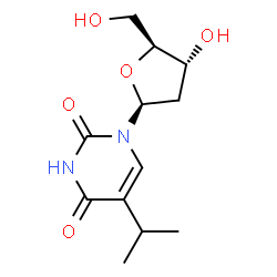 ChemSpider 2D Image | 1-(2-Deoxy-beta-L-erythro-pentofuranosyl)-5-isopropyl-2,4(1H,3H)-pyrimidinedione | C12H18N2O5