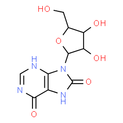 ChemSpider 2D Image | 9-Pentofuranosyl-7,9-dihydro-3H-purine-6,8-dione | C10H12N4O6