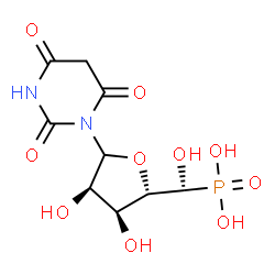 ChemSpider 2D Image | 1-[(5S)-5-C-Phosphono-D-ribofuranosyl]-2,4,6(1H,3H,5H)-pyrimidinetrione | C9H13N2O10P