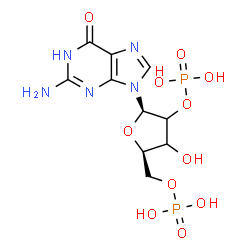 ChemSpider 2D Image | 2-Amino-9-(2,5-di-O-phosphono-beta-D-glycero-pentofuranosyl)-1,9-dihydro-6H-purin-6-one | C10H15N5O11P2