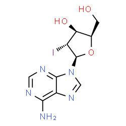 ChemSpider 2D Image | 9-(2-Deoxy-2-iodo-beta-D-xylofuranosyl)-9H-purin-6-amine | C10H12IN5O3
