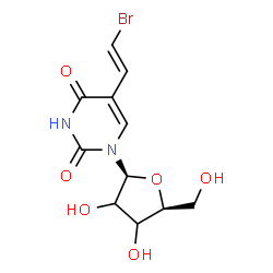 ChemSpider 2D Image | 5-[(E)-2-Bromovinyl]-1-(beta-L-glycero-pentofuranosyl)-2,4(1H,3H)-pyrimidinedione | C11H13BrN2O6