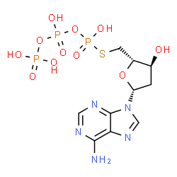 ChemSpider 2D Image | 2'-Deoxy-5'-S-(hydroxy{[hydroxy(phosphonooxy)phosphoryl]oxy}phosphoryl)-5'-thioadenosine | C10H16N5O11P3S