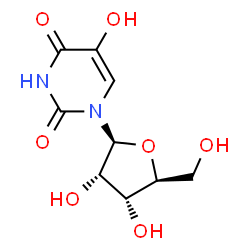 ChemSpider 2D Image | 5-Hydroxy-1-(beta-L-ribofuranosyl)-2,4(1H,3H)-pyrimidinedione | C9H12N2O7