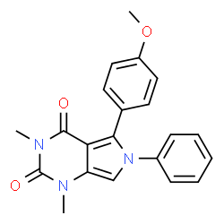 ChemSpider 2D Image | 5-(4-Methoxyphenyl)-1,3-dimethyl-6-phenyl-1H-pyrrolo[3,4-d]pyrimidine-2,4(3H,6H)-dione | C21H19N3O3