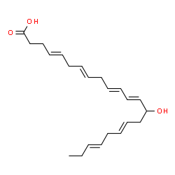 ChemSpider 2D Image | (4E,7E,10E,12E,16E,19E)-14-Hydroxy-4,7,10,12,16,19-docosahexaenoic acid | C22H32O3