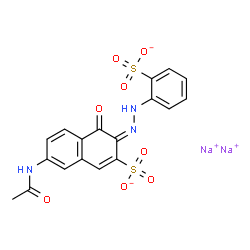 ChemSpider 2D Image | Disodium (3E)-7-acetamido-4-oxo-3-[(2-sulfonatophenyl)hydrazono]-3,4-dihydro-2-naphthalenesulfonate | C18H13N3Na2O8S2