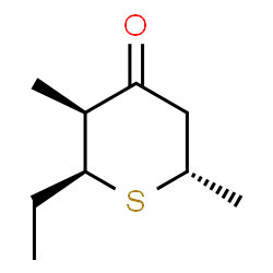 ChemSpider 2D Image | (2S,3S,6S)-2-Ethyl-3,6-dimethyltetrahydro-4H-thiopyran-4-one | C9H16OS