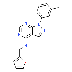 ChemSpider 2D Image | N-(furan-2-ylmethyl)-1-(3-methylphenyl)pyrazolo[3,4-d]pyrimidin-4-amine | C17H15N5O
