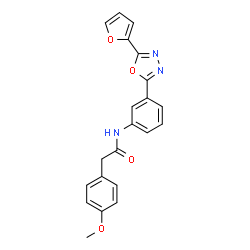 ChemSpider 2D Image | N-{3-[5-(2-Furyl)-1,3,4-oxadiazol-2-yl]phenyl}-2-(4-methoxyphenyl)acetamide | C21H17N3O4