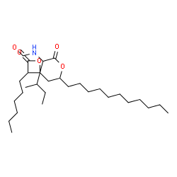 ChemSpider 2D Image | 1-(3-Hexyl-4-oxo-2-oxetanyl)-2-tridecanyl N-formylisoleucinate | C29H53NO5