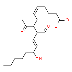 ChemSpider 2D Image | (5Z,10E)-8-Acetyl-9-formyl-12-hydroxy-5,10-heptadecadienoic acid | C20H32O5