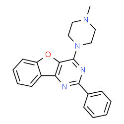 ChemSpider 2D Image | 4-(4-Methyl-1-piperazinyl)-2-phenyl[1]benzofuro[3,2-d]pyrimidine | C21H20N4O