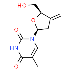 ChemSpider 2D Image | 1-[(2S,5R)-5-(Hydroxymethyl)-4-methylenetetrahydro-2-furanyl]-5-methyl-2,4(1H,3H)-pyrimidinedione | C11H14N2O4
