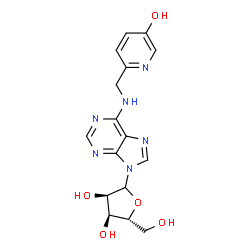 ChemSpider 2D Image | N-[(5-Hydroxy-2-pyridinyl)methyl]-9-(D-ribofuranosyl)-9H-purin-6-amine | C16H18N6O5