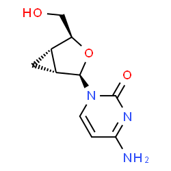 ChemSpider 2D Image | 4-Amino-1-[(1R,2R,4S,5S)-4-(hydroxymethyl)-3-oxabicyclo[3.1.0]hex-2-yl]-2(1H)-pyrimidinone | C10H13N3O3