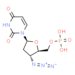 ChemSpider 2D Image | 1-(3-Azido-2,3-dideoxy-5-O-phosphono-beta-L-erythro-pentofuranosyl)-2,4(1H,3H)-pyrimidinedione | C9H12N5O7P