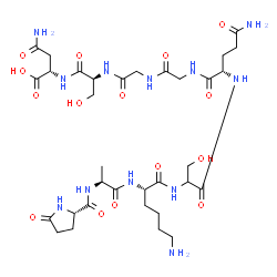 ChemSpider 2D Image | 5-Oxo-L-prolyl-L-alanyl-L-lysylseryl-L-glutaminylglycylglycyl-L-seryl-L-asparagine | C33H54N12O15