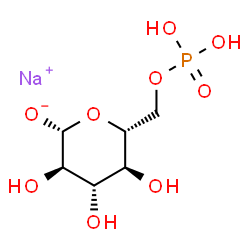 ChemSpider 2D Image | Sodium (2R,3R,4S,5S,6R)-3,4,5-trihydroxy-6-[(phosphonooxy)methyl]tetrahydro-2H-pyran-2-olate (non-preferred name) | C6H12NaO9P