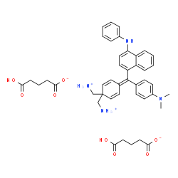ChemSpider 2D Image | (4-{(4-Anilino-1-naphthyl)[4-(dimethylamino)phenyl]methylene}-2,5-cyclohexadiene-1,1-diyl)dimethanaminium bis(4-carboxybutanoate) | C43H50N4O8