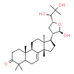 ChemSpider 2D Image | (5xi,13alpha,14beta,20S,21R,23R)-21,24,25-Trihydroxy-21,23-epoxylanost-7-en-3-one | C30H48O5