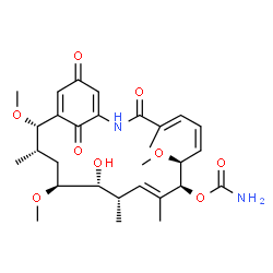 ChemSpider 2D Image | (4E,6Z,8S,9S,10E,12S,13R,14S,16S,17S)-13-Hydroxy-8,14,17-trimethoxy-4,10,12,16-tetramethyl-3,20,22-trioxo-2-azabicyclo[16.3.1]docosa-1(21),4,6,10,18-pentaen-9-yl carbamate | C29H40N2O9