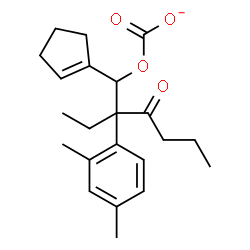 ChemSpider 2D Image | 1-(1-Cyclopenten-1-yl)-2-(2,4-dimethylphenyl)-2-ethyl-3-oxohexyl carbonate | C22H29O4