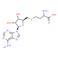 ChemSpider 2D Image | 2-Amino-4-[({(2S,3S,4R,5R)-3,4-dihydroxy-5-[6-(methylamino)-9H-purin-9-yl]tetrahydro-2-furanyl}methyl)sulfanyl]butanoic acid (non-preferred name) | C15H22N6O5S