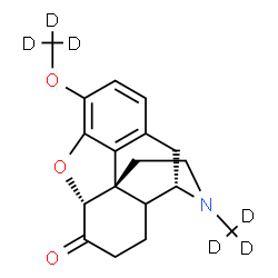 ChemSpider 2D Image | (5alpha,9alpha)-17-(~2~H_3_)Methyl-3-[(~2~H_3_)methyloxy]-4,5-epoxymorphinan-6-one | C18H15D6NO3