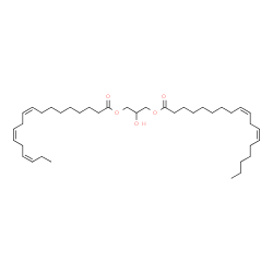 ChemSpider 2D Image | 2-Hydroxy-3-[(9Z,12Z)-9,12-octadecadienoyloxy]propyl (9Z,12Z,15Z)-9,12,15-octadecatrienoate | C39H66O5
