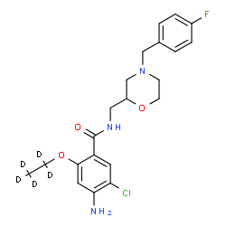 ChemSpider 2D Image | 4-Amino-5-chloro-2-[(~2~H_5_)ethyloxy]-N-{[4-(4-fluorobenzyl)-2-morpholinyl]methyl}benzamide | C21H20D5ClFN3O3