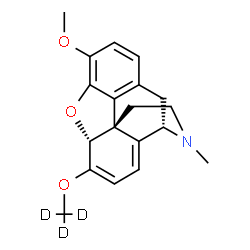 ChemSpider 2D Image | (5alpha,9alpha)-3-Methoxy-17-methyl-6-[(~2~H_3_)methyloxy]-6,7,8,14-tetradehydro-4,5-epoxymorphinan | C19H18D3NO3