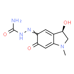 ChemSpider 2D Image | 2-[(3R)-3-Hydroxy-1-methyl-6-oxo-1,2,3,6-tetrahydro-5H-indol-5-ylidene]hydrazinecarboxamide | C10H12N4O3