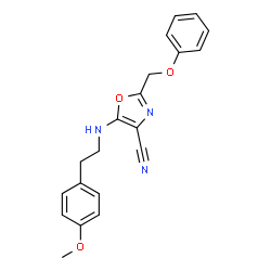 ChemSpider 2D Image | 5-{[2-(4-Methoxyphenyl)ethyl]amino}-2-(phenoxymethyl)-1,3-oxazole-4-carbonitrile | C20H19N3O3