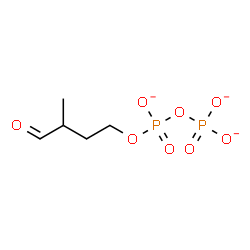 ChemSpider 2D Image | Diphosphoric acid, mono(3-methyl-4-oxobutyl) ester, ion(3-) | C5H9O8P2