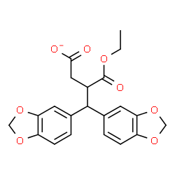 ChemSpider 2D Image | 4,4-Bis(1,3-benzodioxol-5-yl)-3-(ethoxycarbonyl)butanoate | C21H19O8